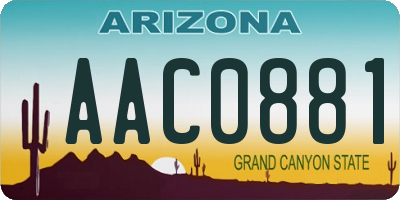 AZ license plate AAC0881