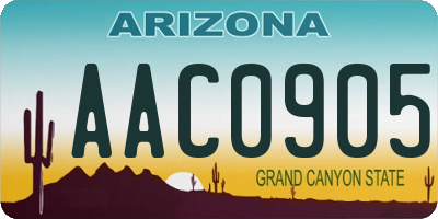 AZ license plate AAC0905