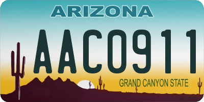 AZ license plate AAC0911