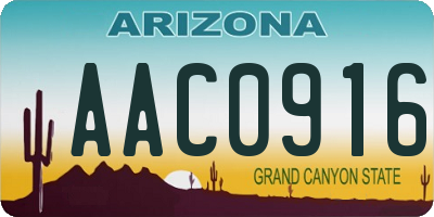 AZ license plate AAC0916