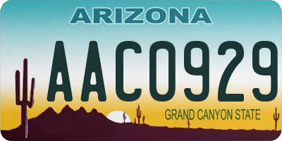 AZ license plate AAC0929