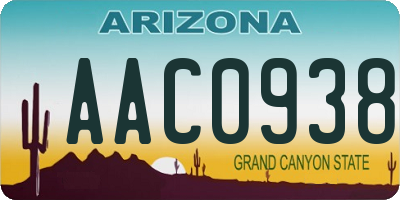AZ license plate AAC0938