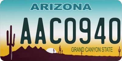 AZ license plate AAC0940