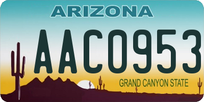 AZ license plate AAC0953