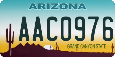 AZ license plate AAC0976