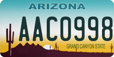 AZ license plate AAC0998
