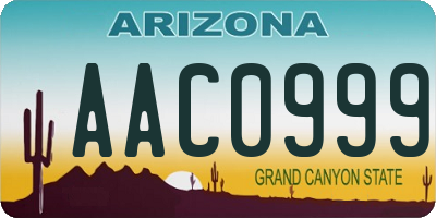 AZ license plate AAC0999