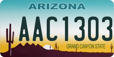AZ license plate AAC1303