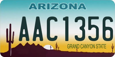 AZ license plate AAC1356
