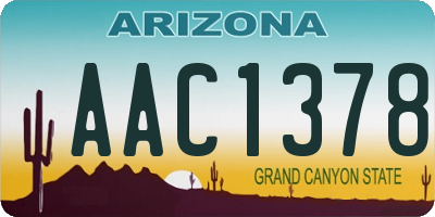 AZ license plate AAC1378