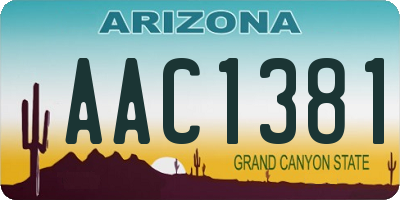 AZ license plate AAC1381