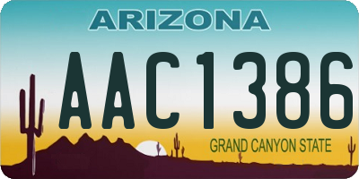 AZ license plate AAC1386