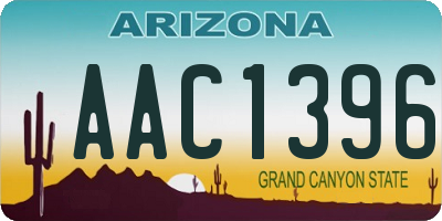 AZ license plate AAC1396