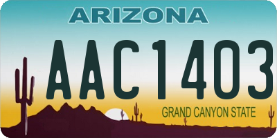 AZ license plate AAC1403