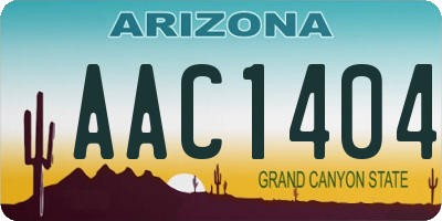 AZ license plate AAC1404