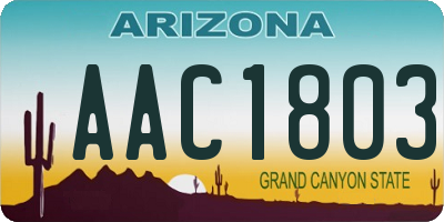 AZ license plate AAC1803