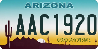 AZ license plate AAC1920
