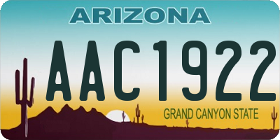 AZ license plate AAC1922