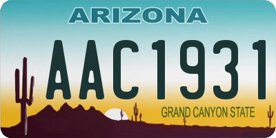 AZ license plate AAC1931
