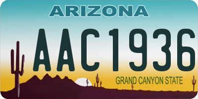 AZ license plate AAC1936