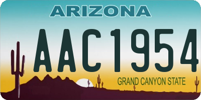 AZ license plate AAC1954