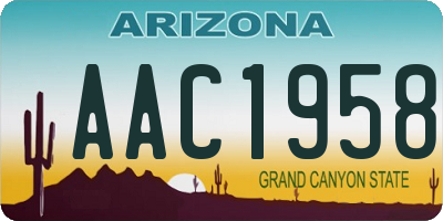 AZ license plate AAC1958