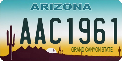 AZ license plate AAC1961
