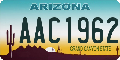 AZ license plate AAC1962