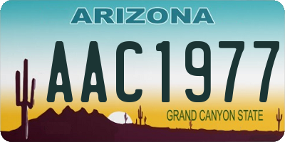 AZ license plate AAC1977