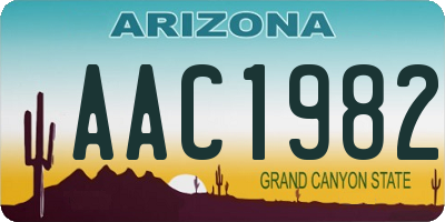 AZ license plate AAC1982