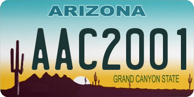 AZ license plate AAC2001