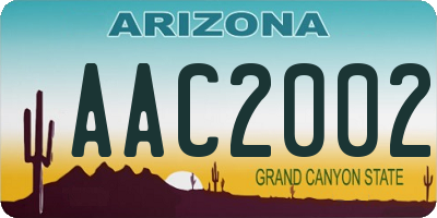 AZ license plate AAC2002