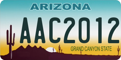 AZ license plate AAC2012
