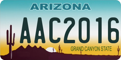 AZ license plate AAC2016