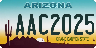 AZ license plate AAC2025