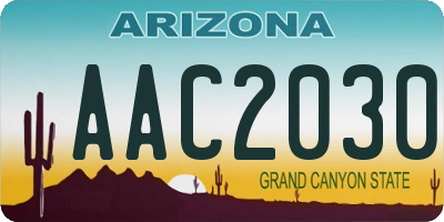 AZ license plate AAC2030
