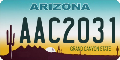 AZ license plate AAC2031