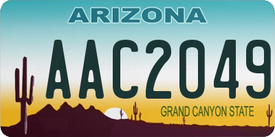 AZ license plate AAC2049