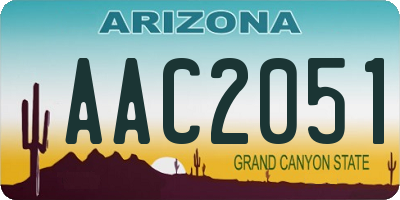 AZ license plate AAC2051