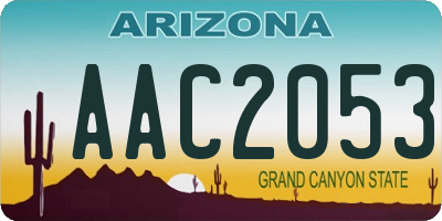 AZ license plate AAC2053