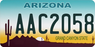 AZ license plate AAC2058