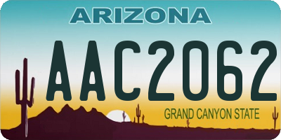 AZ license plate AAC2062