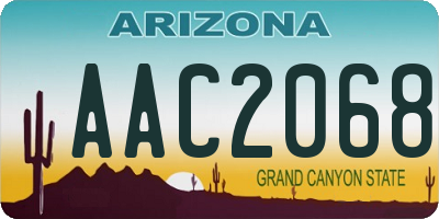 AZ license plate AAC2068