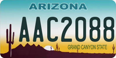 AZ license plate AAC2088