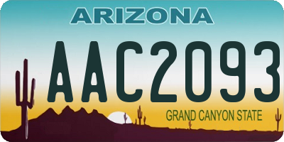 AZ license plate AAC2093