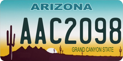 AZ license plate AAC2098