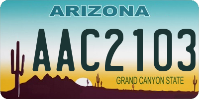 AZ license plate AAC2103