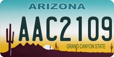 AZ license plate AAC2109
