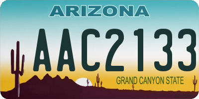 AZ license plate AAC2133