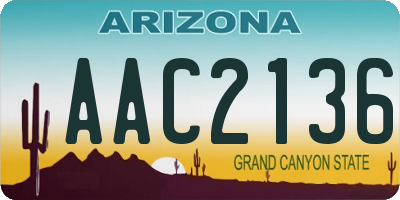 AZ license plate AAC2136